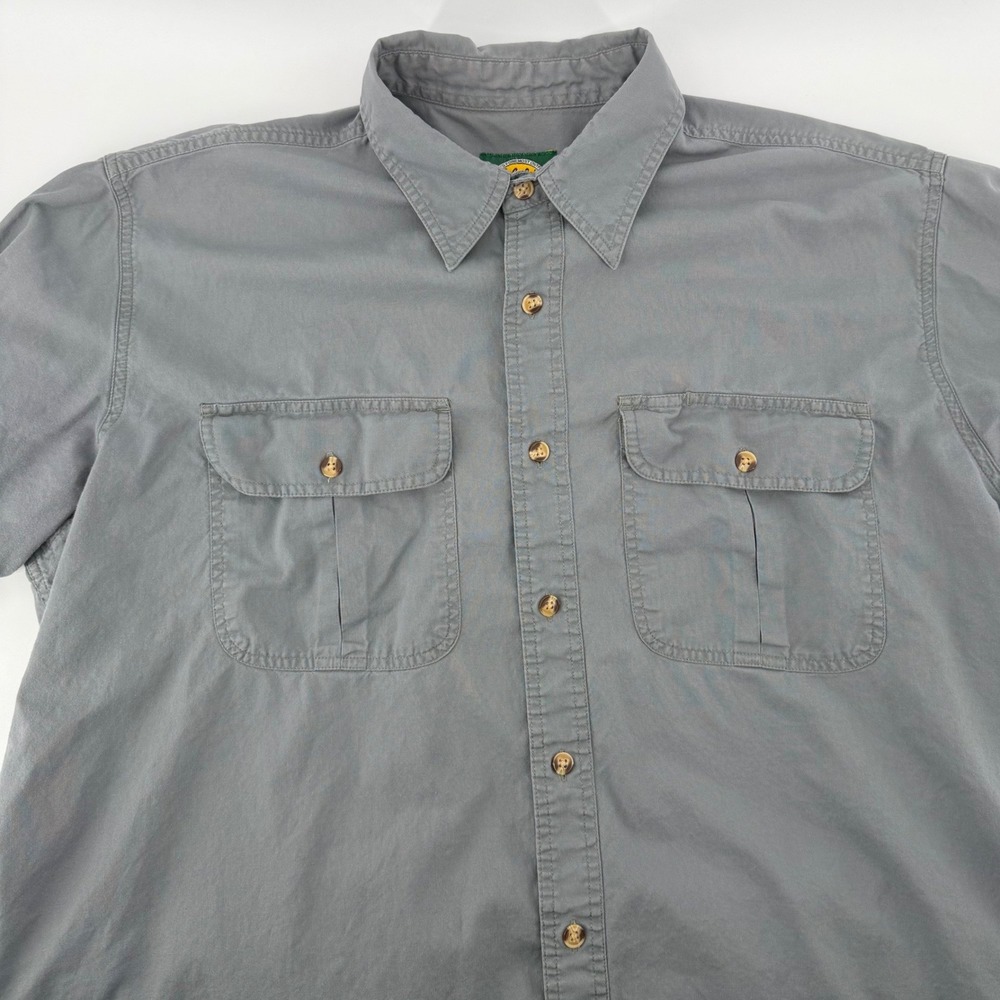 Cabela's Button Up Mens XL Tall Gray Short Sleeve Outdoor Workwear Shirt Cotton‎